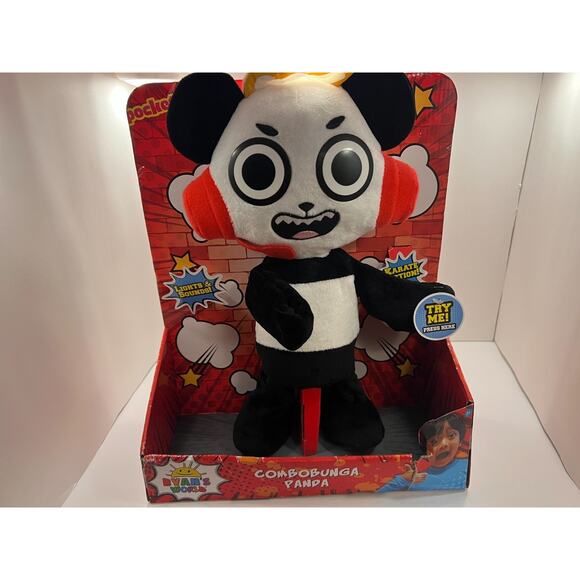 RYAN'S WORLD Pocket Watch Combobunga Karate Panda Feature Plush New In Box - Picture 1 of 7